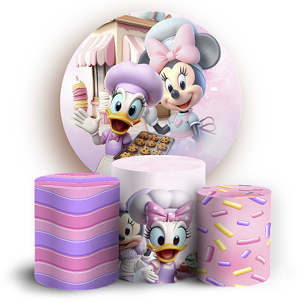 KIT Redondo e Trio - Minnie Confeitaria - Sublimado 3D