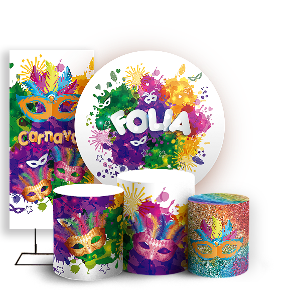 KIT Redondo Trio e Faixa - Carnaval - Sublimado 3D