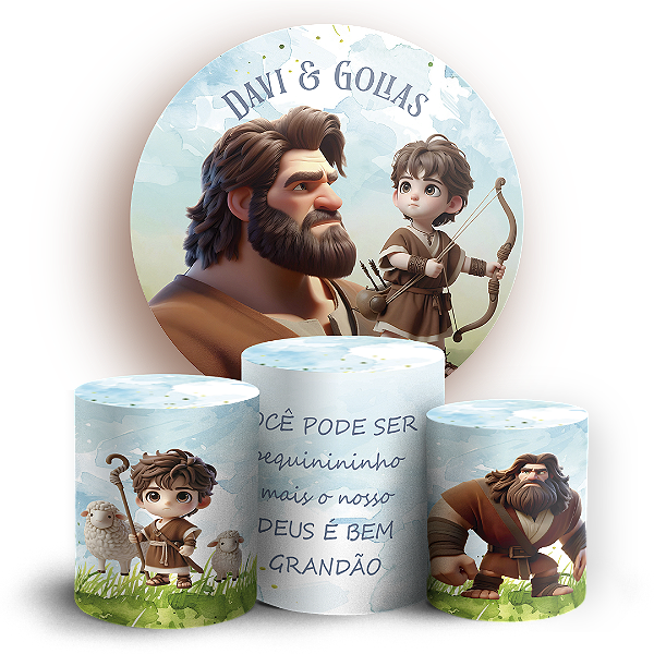 KIT Redondo e Trio - Religioso Davi E Golias - Sublimado 3D