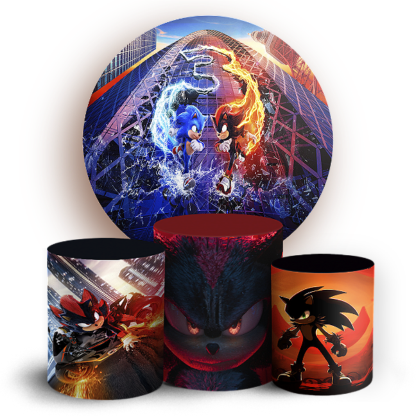 KIT Redondo e Trio - Sonic Shadow - Sublimado 3D