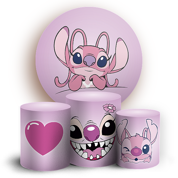 KIT Redondo e Trio - Lilo Stitch Angel - Sublimado 3D