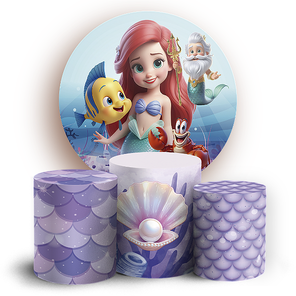KIT Redondo e Trio - Princesa Ariel - Sublimado 3D