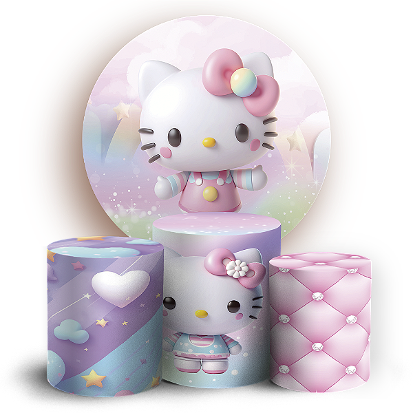 KIT Redondo e Trio - Hello Kitty - Sublimado 3D