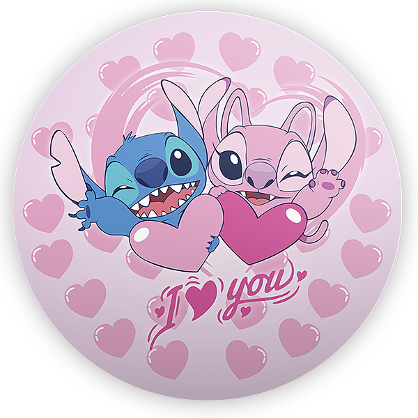Painel Redondo - Lilo Stitch Angel - Sublimado 3D