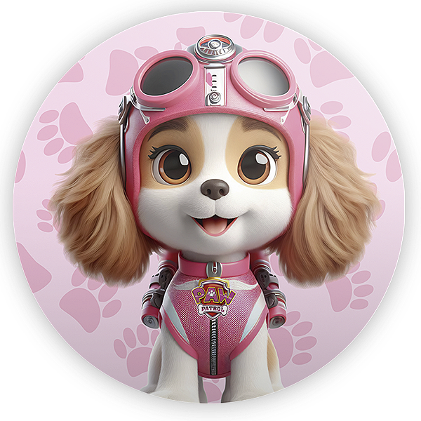 Painel Redondo - Patrulha Canina Rosa - Sublimado 3D