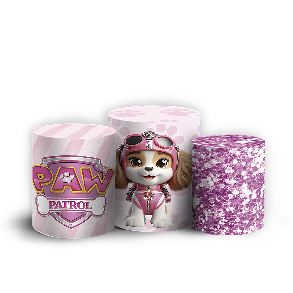 Trio Cilindro - Patrulha Canina Rosa - Sublimado 3D