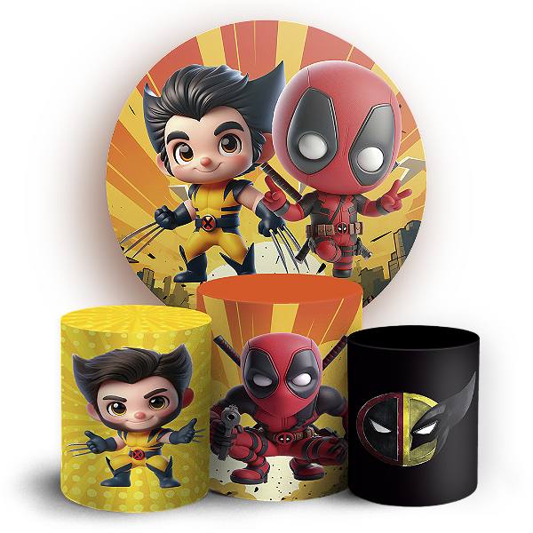 KIT Redondo e Trio - Wolverine E Deadpool - Sublimado 3D