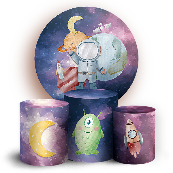 KIT Redondo e Trio - Astronauta - Sublimado 3D