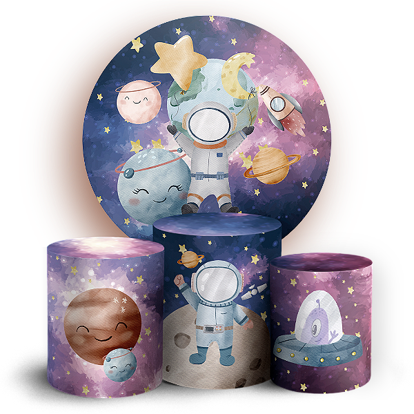 KIT Redondo e Trio - Astronauta - Sublimado 3D