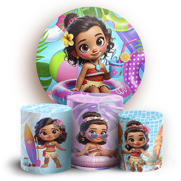 KIT Redondo e Trio - Princesas Pool Party - Sublimado 3D