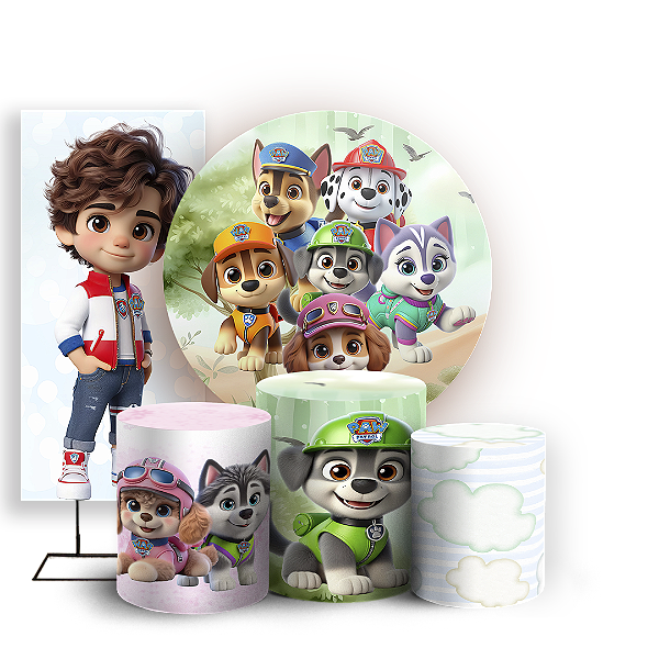 KIT Redondo Trio e Faixa - Patrulha Canina - Sublimado 3D