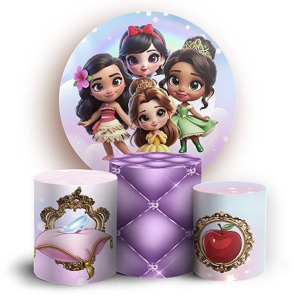 KIT Redondo e Trio - Princesas - Sublimado 3D