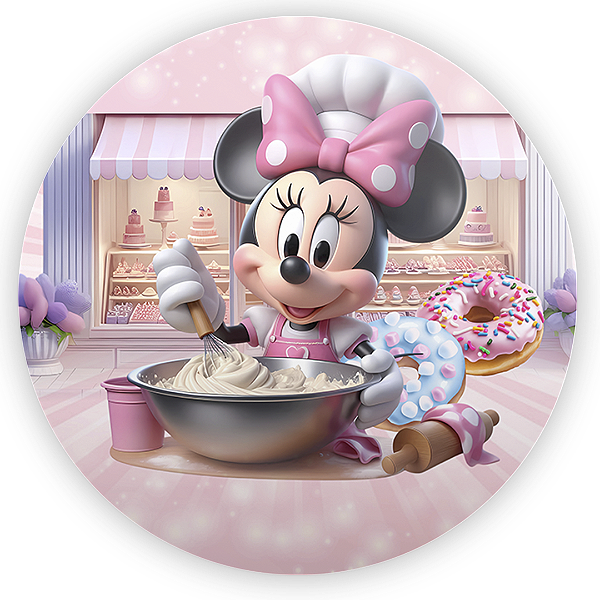 Painel de Mesa - Minnie Confeiteira - Sublimado 3D