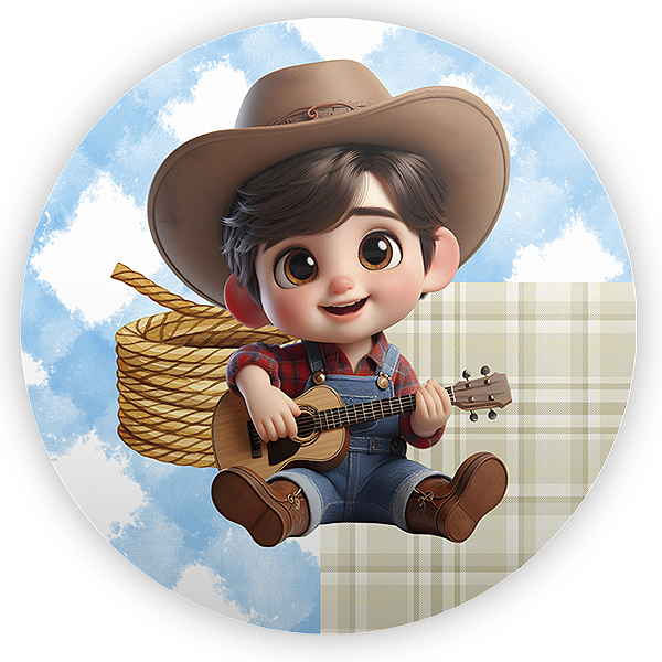 Painel Redondo - Menino Fazendinha - Sublimado 3D