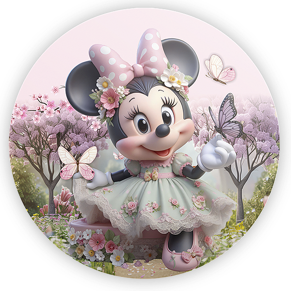 Painel Redondo - Minnie Jardim - Sublimado 3D