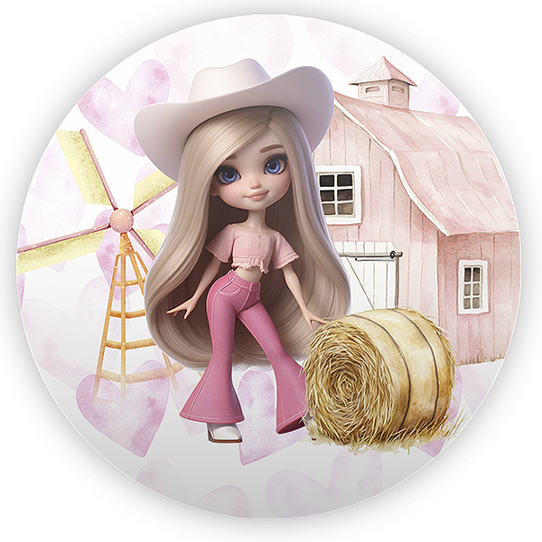 Painel Redondo - Barbie Boiadeira - Sublimado 3D