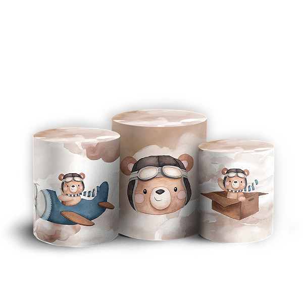 Trio Cilindro - Ursinho Aviador  - Sublimado 3D