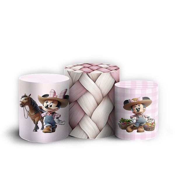 Trio Cilindro - Minnie Fazendinh - Sublimado 3D