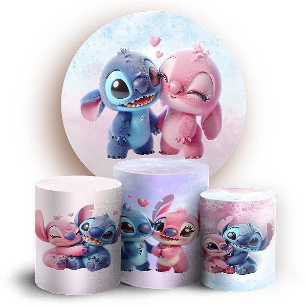 KIT Redondo e Trio - Lilo Stitch Angel - Sublimado 3D