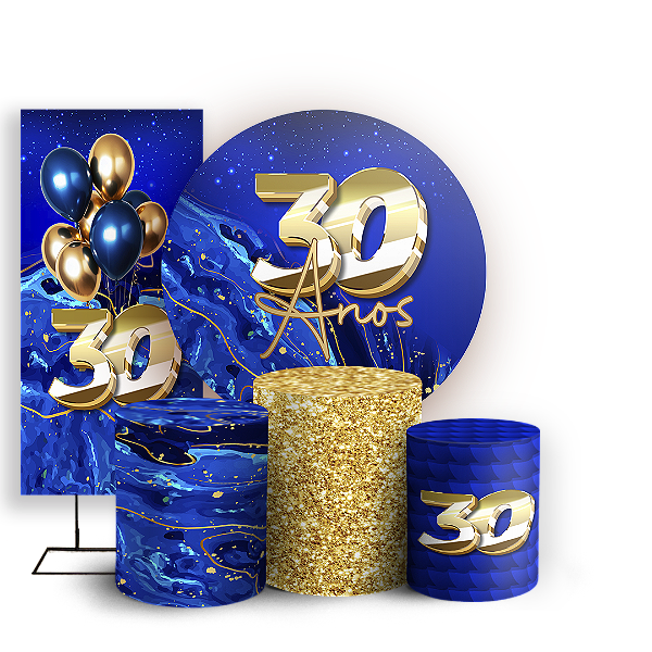 KIT Redondo Trio e Faixa - 30 Anos - Sublimado 3D