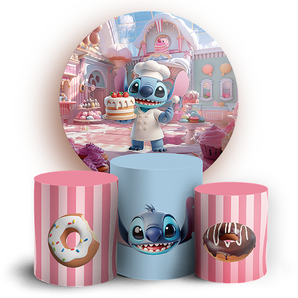 KIT Redondo e Trio - Stitch Confeiteiro - Sublimado 3D