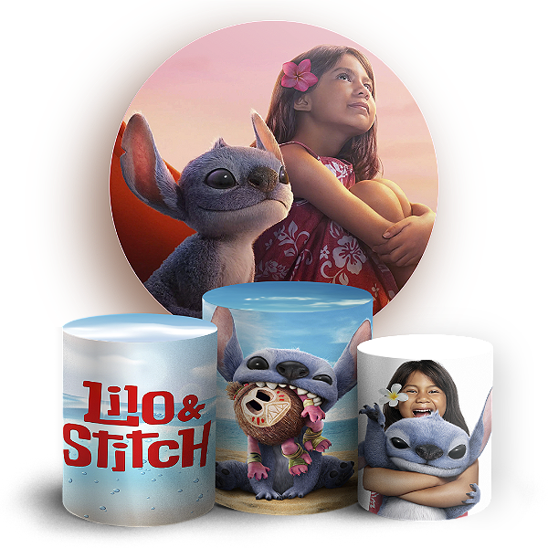 KIT Redondo e Trio - Lilo Stitch - Sublimado 3D