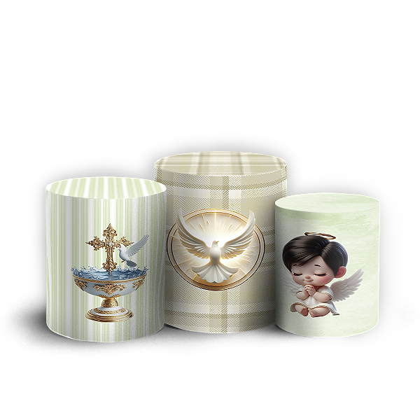 Trio Cilindro - Anjos Batismo - Sublimado 3D