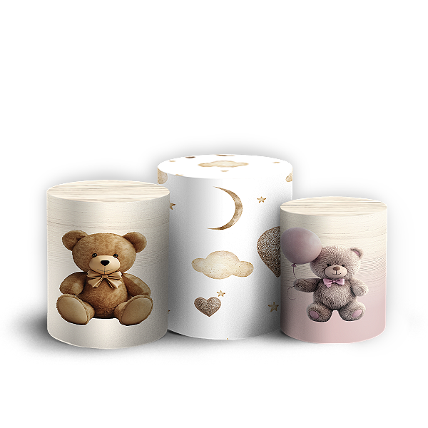 Trio Cilindro - Urso Revelação - Sublimado 3D