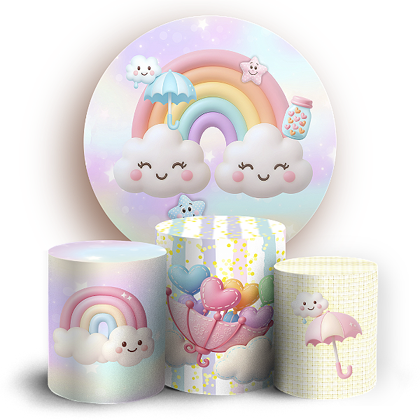 KIT Redondo e Trio - Chuva de Amor - Sublimado 3D