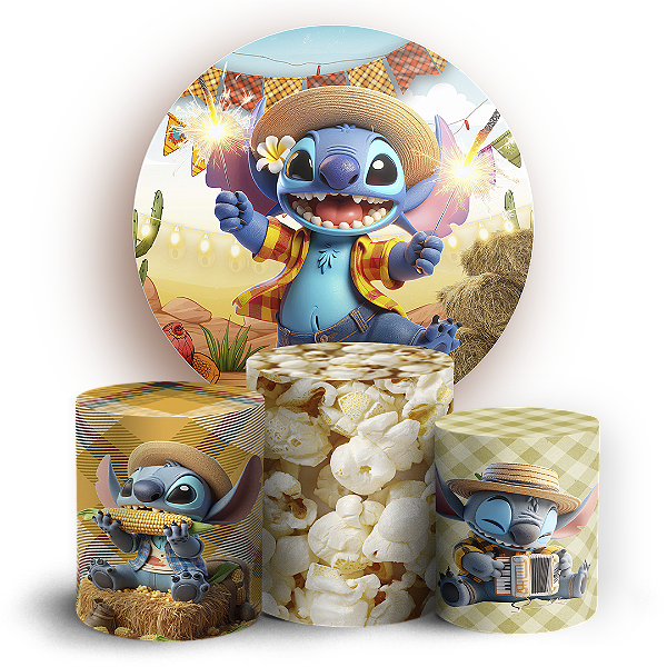 KIT Redondo e Trio - Lilo Stitch Festa Junina - Sublimado 3D