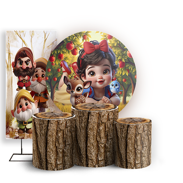 KIT Redondo Trio e Faixa - Branca de Neve - Sublimado 3D