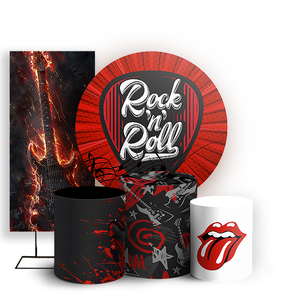 KIT Redondo Trio e Faixa - Rock and Roll - Sublimado 3D