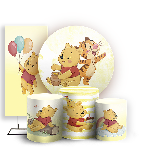 KIT Redondo Trio e Faixa - Ursinho Pooh - Sublimado 3D