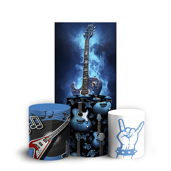 Faixa Lateral e Trio Cilindro Sublimado 3D Vest Facil - Rock and Roll