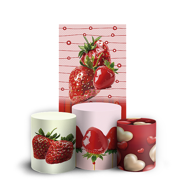 Faixa Lateral e Trio Cilindro Sublimado 3D Vest Facil - Morango Do Amor