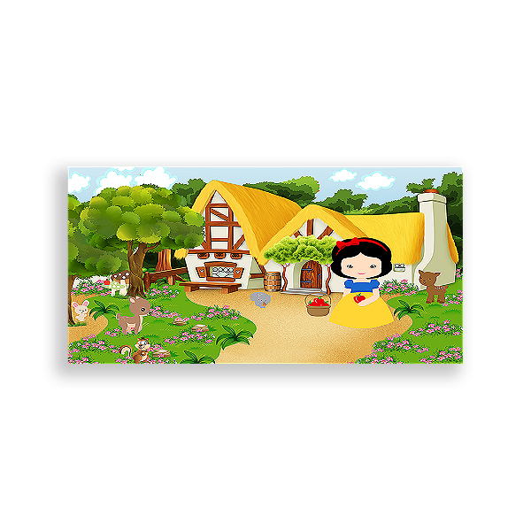 Painel Retangular - Branca De Neve Cute - Sublimado 3D