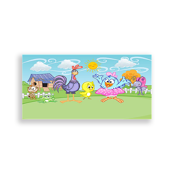 Painel Retangular - Galinha Pintadinha Rosa - Sublimado 3D