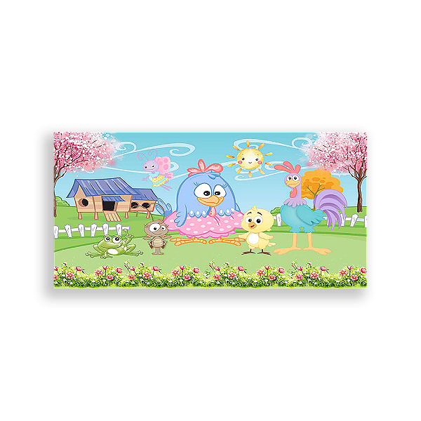 Painel Retangular - Galinha Pintadinha Rosa - Sublimado 3D