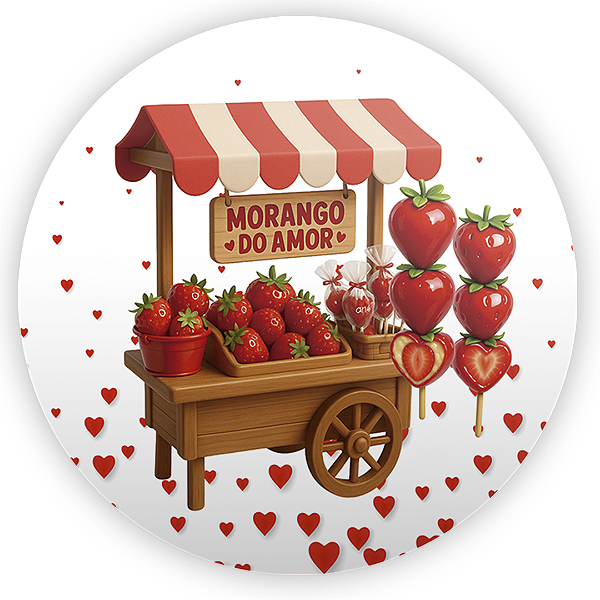 Painel de Mesa - Morango Do Amor - Sublimado 3D