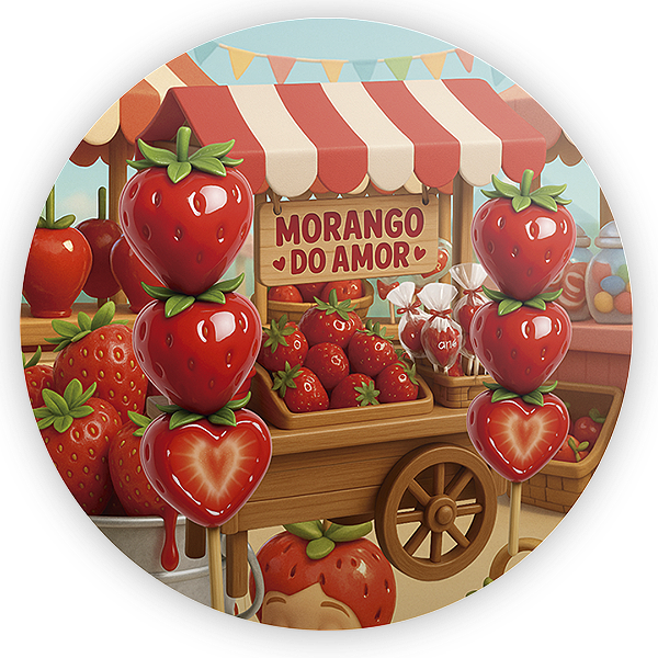 Painel de Mesa - Morango Do Amor - Sublimado 3D