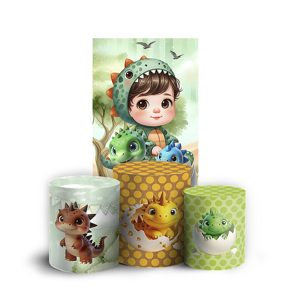 Faixa Lateral e Trio Cilindro Sublimado 3D Vest Facil - Dinossauro Menino