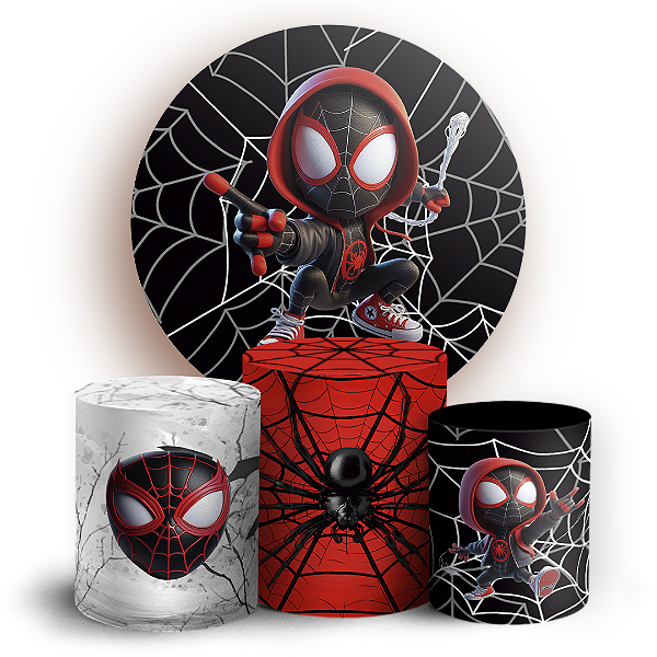 KIT Redondo e Trio - Homem Aranha Miles Morales - Sublimado 3D