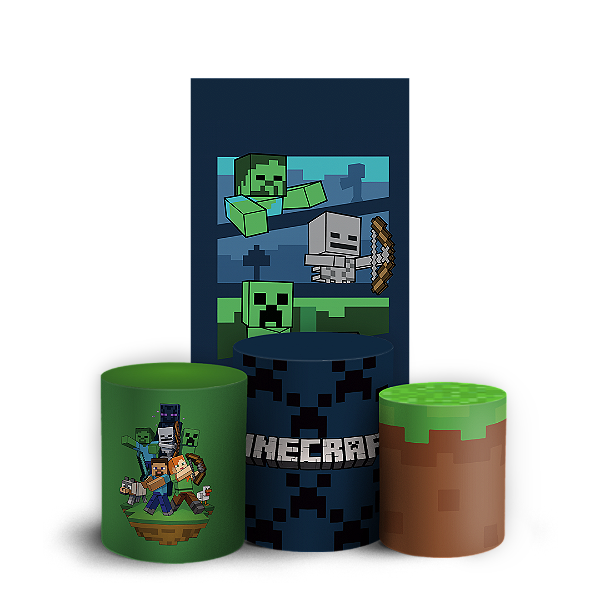 Faixa Lateral e Trio Cilindro Sublimado 3D Vest Facil - Minecraft