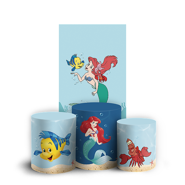 Faixa Lateral e Trio Cilindro Sublimado 3D Vest Facil - Princesa Ariel Pequena Sereia