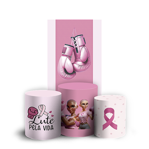 Faixa Lateral e Trio Cilindro Sublimado 3D Vest Facil - Outubro Rosa