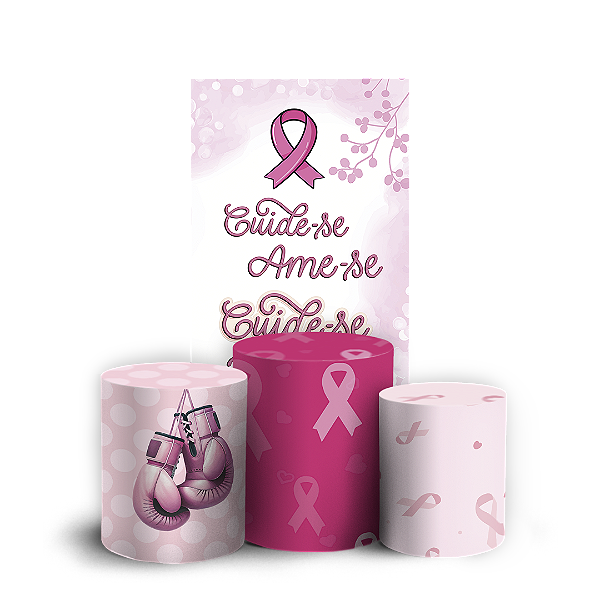 Faixa Lateral e Trio Cilindro Sublimado 3D Vest Facil - Outubro Rosa