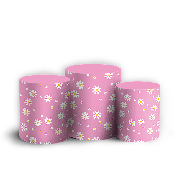 Trio Cilindro - Flor Margarida - Sublimado 3D