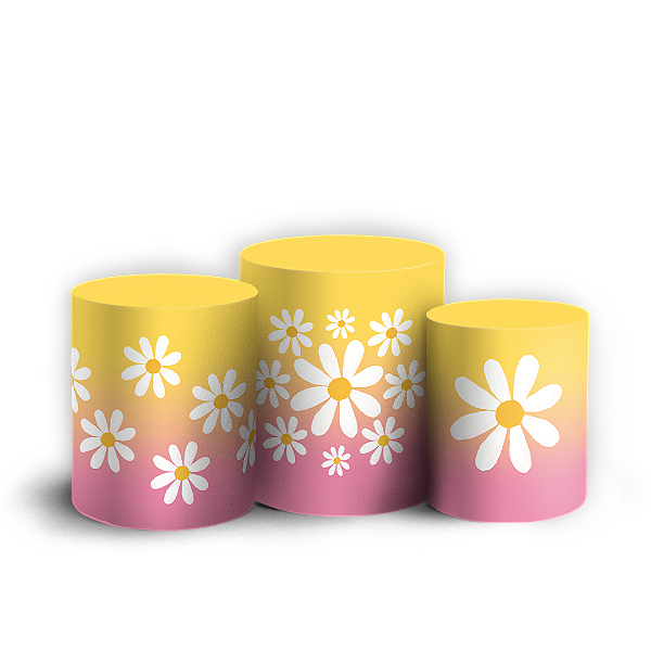 Trio Cilindro - Flor Margarida - Sublimado 3D