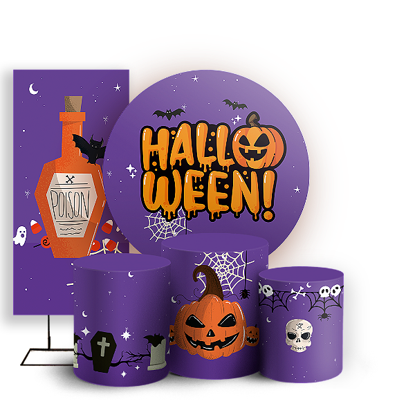 KIT Redondo Trio e Faixa - Dia das Bruxas Halloween - Sublimado 3D