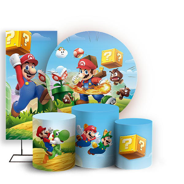 KIT Redondo Trio e Faixa - Super Mario - Sublimado 3D